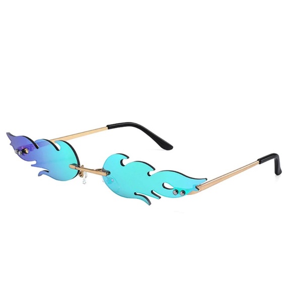 Flame fire sunglasses it's lit glasses leaf rave - Picture 3 of 8